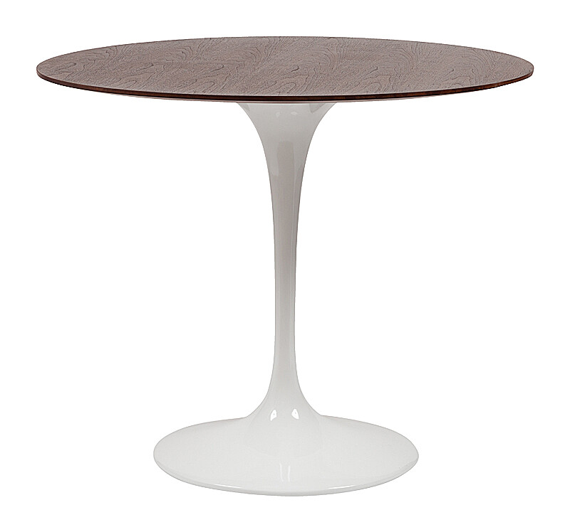 Обеденный стол круглый грецкий орех на белой ножке 90 см Saarinen Dining Table