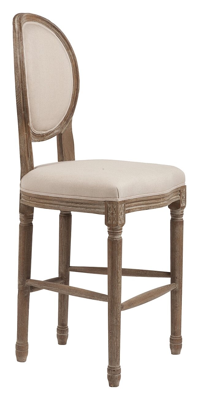 Барный стул деревянный мягкий кремовый лен Vintage French Round - изображение 3