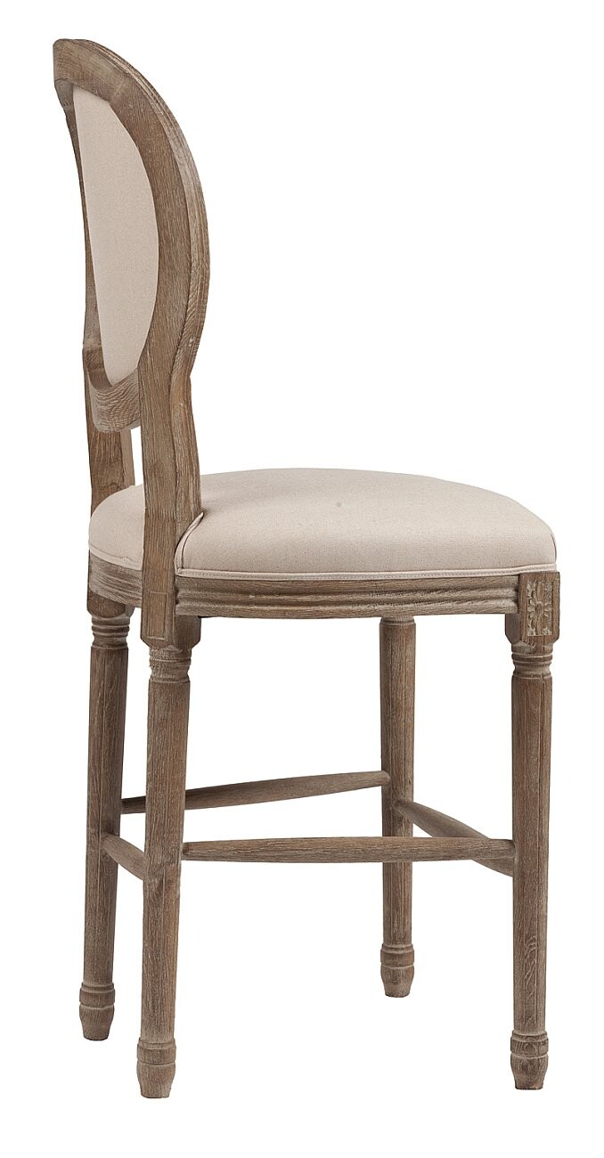 Барный стул деревянный мягкий кремовый лен Vintage French Round - изображение 4