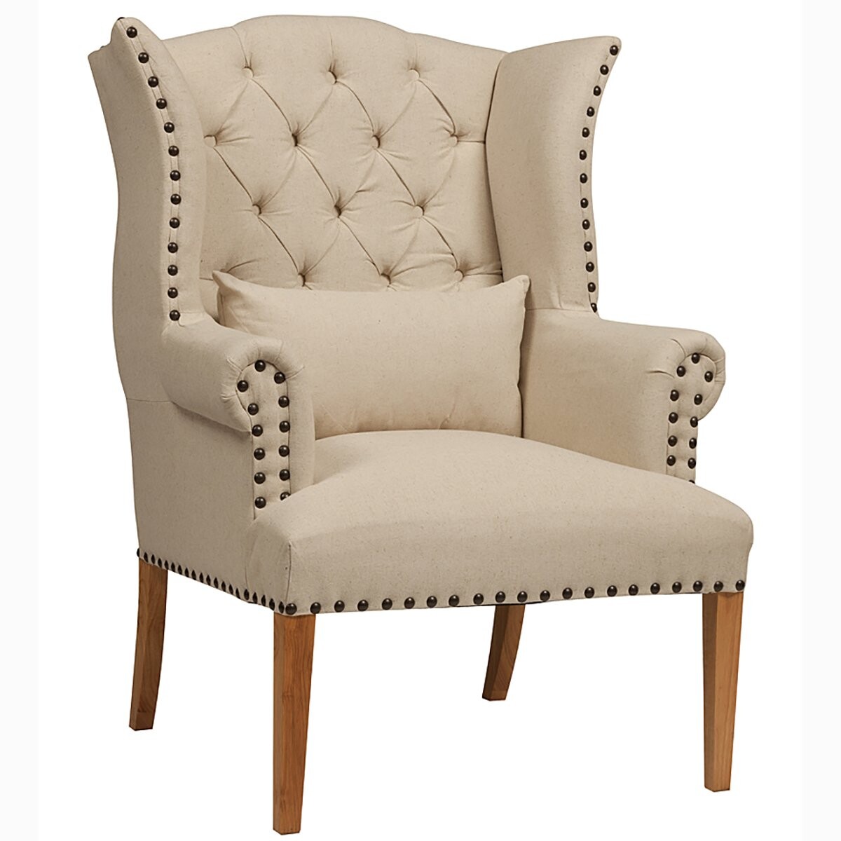 Кресло с мягкими подлокотниками бежевое Quinn Tufted Armchair - изображение 2