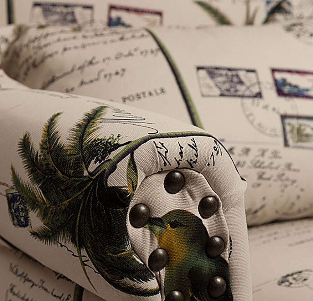 Кресло с мягкими подлокотниками бежевое с черным Quinn Tufted Armchair - изображение 5