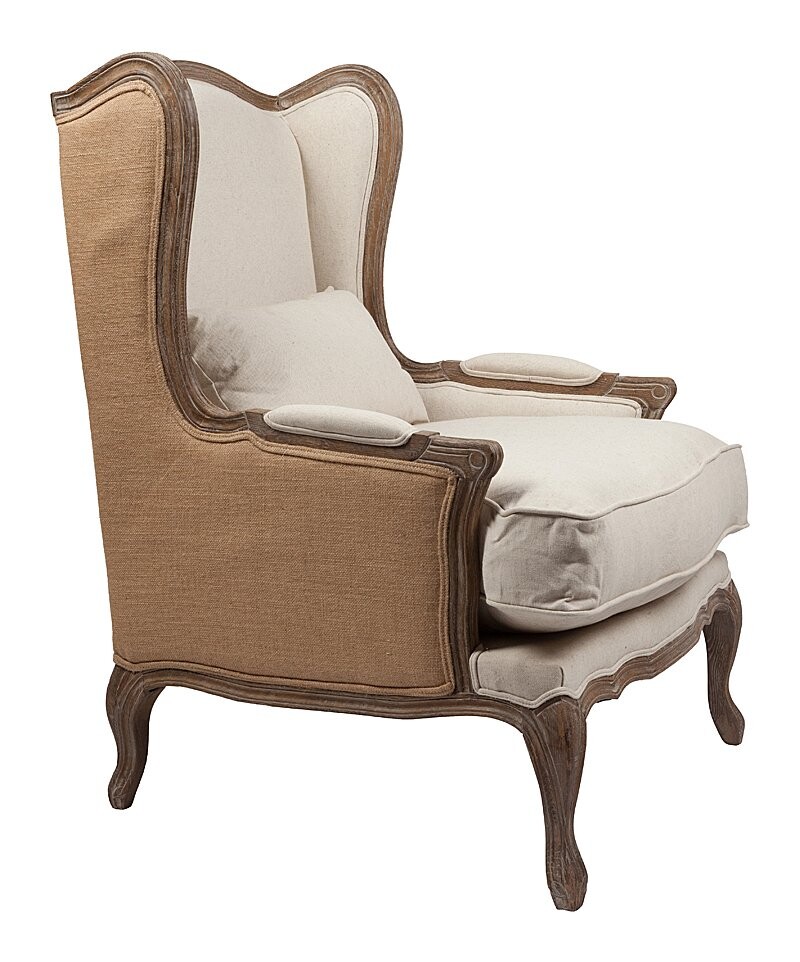 Кресло с деревянными подлокотниками бежевое Lorraine Chair with Burlap - изображение 3