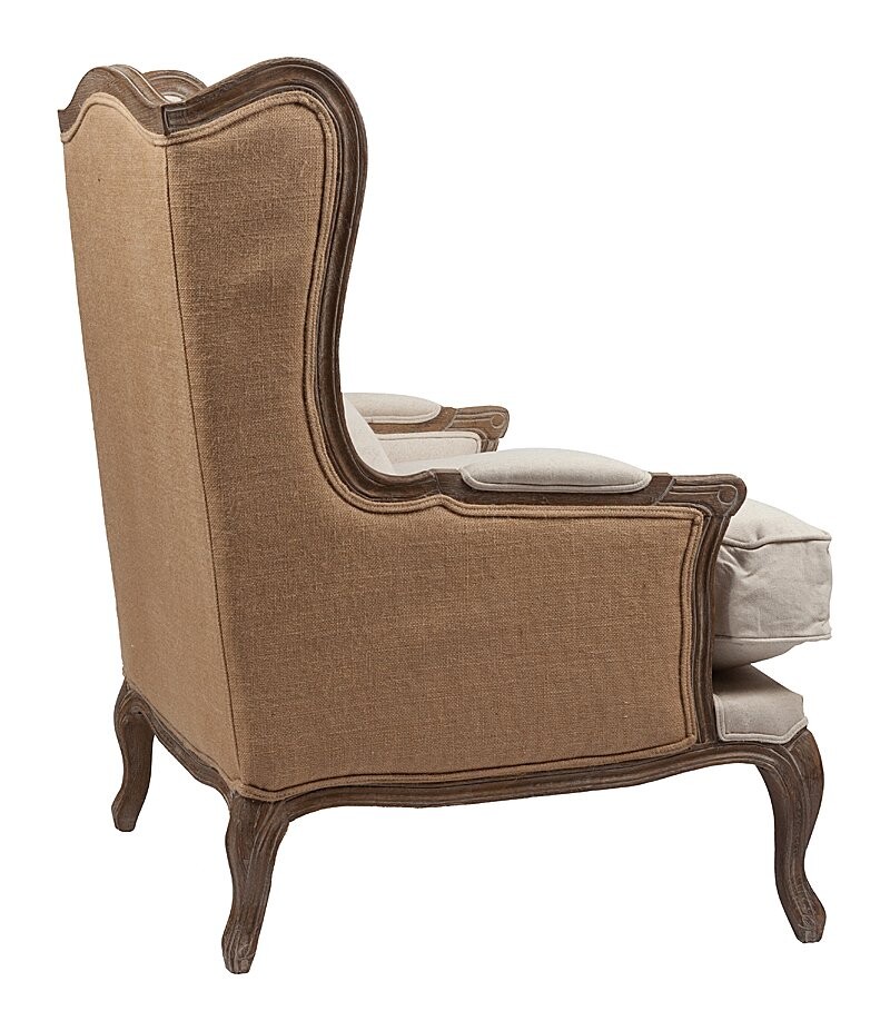 Кресло с деревянными подлокотниками бежевое Lorraine Chair with Burlap - изображение 4
