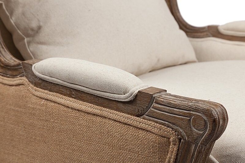 Кресло с деревянными подлокотниками бежевое Lorraine Chair with Burlap - изображение 5