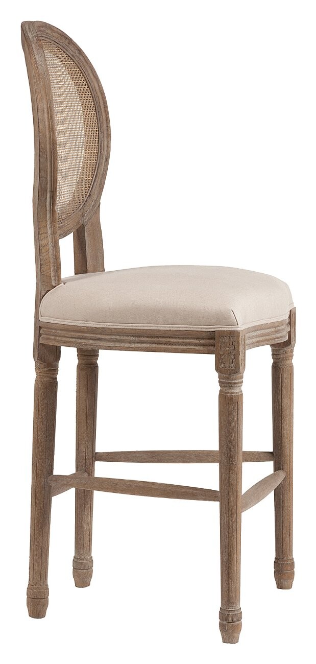 Барный стул с медальонной спинкой кремовый лен Vintage French Round Cane Back - изображение 4