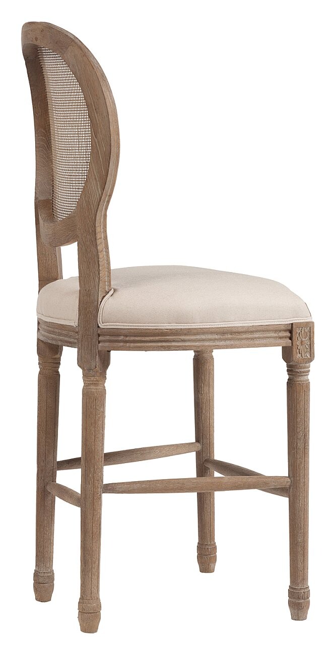 Барный стул с медальонной спинкой кремовый лен Vintage French Round Cane Back - изображение 5