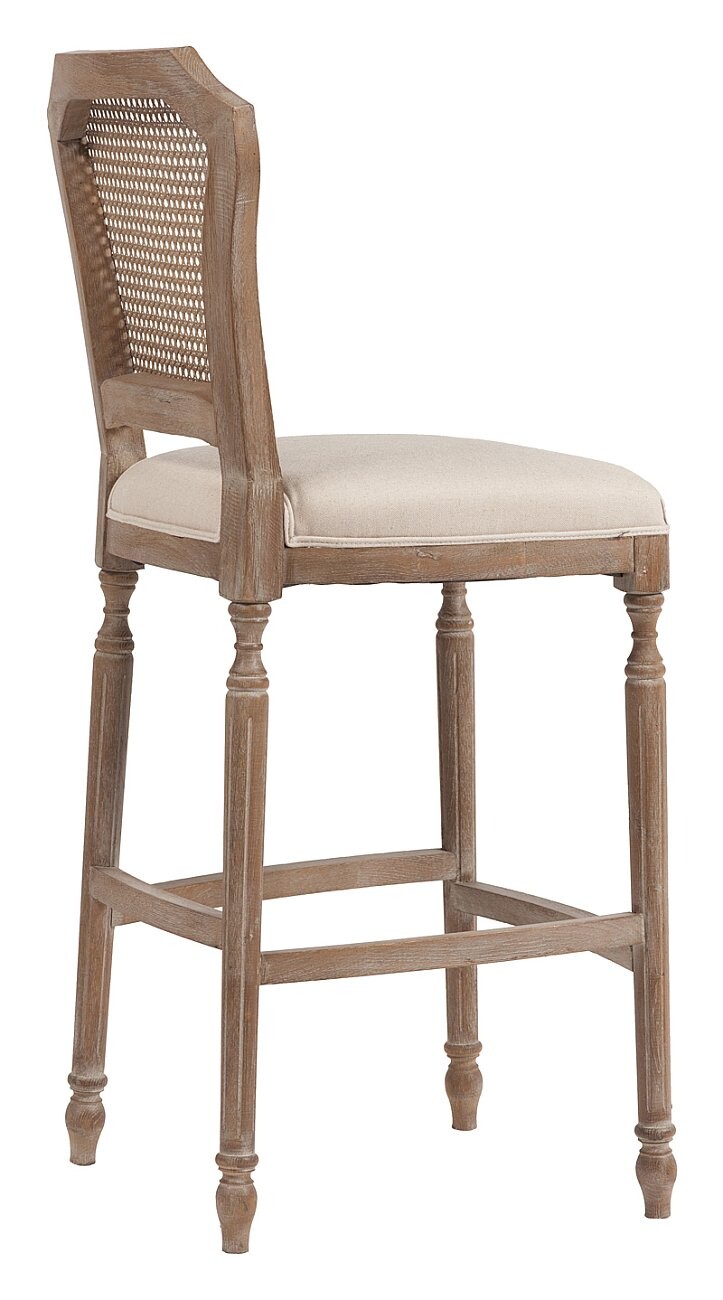 Барный стул со спинкой кремовый лен Vintage French Nailhead Cane Back - изображение 4
