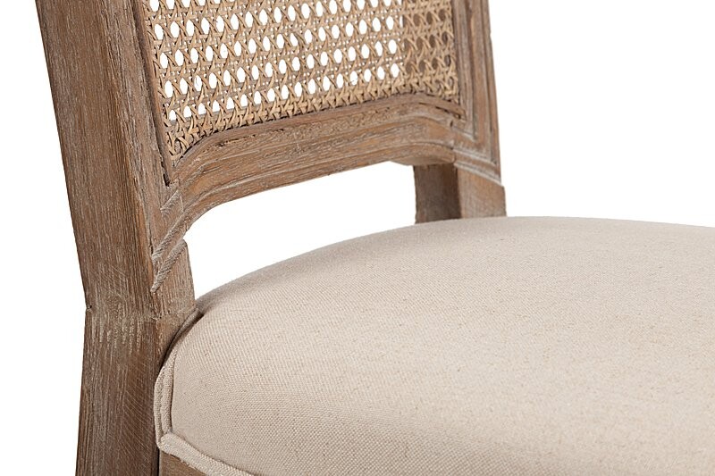 Барный стул со спинкой кремовый лен Vintage French Nailhead Cane Back - изображение 5