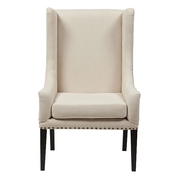Кресло с мягкими подлокотниками белое Nailhead Fabric Armchair - изображение 1