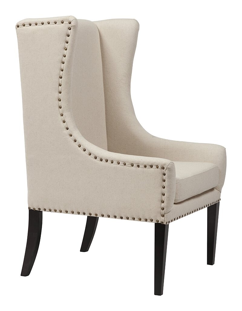 Кресло с мягкими подлокотниками белое Nailhead Fabric Armchair - изображение 3