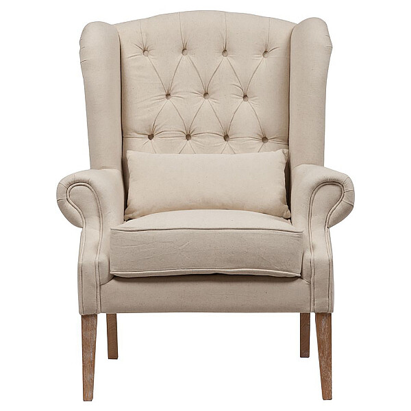 Кресло с мягкими подлокотниками белый лен Wing Back Armchair - изображение 1