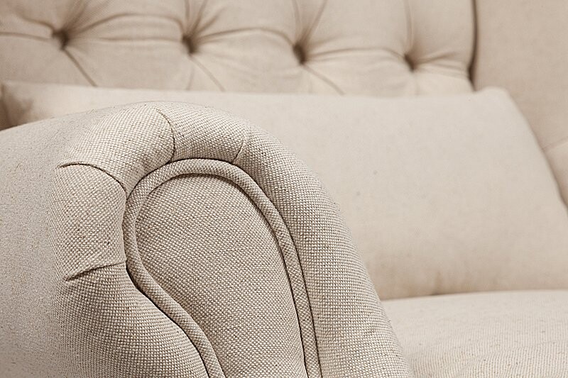 Кресло с мягкими подлокотниками белый лен Wing Back Armchair - изображение 2