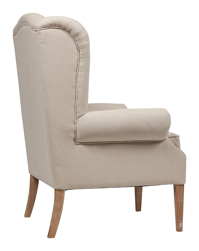 Кресло с мягкими подлокотниками белый лен Wing Back Armchair - изображение 5