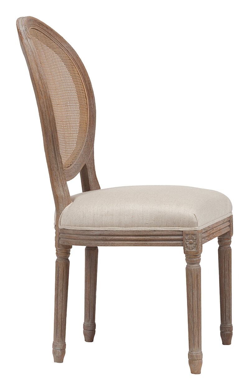 Стул обеденный с медальонной спинкой кремовый лен Vintage French Round Cane Back - изображение 3