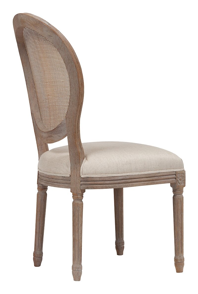 Стул обеденный с медальонной спинкой кремовый лен Vintage French Round Cane Back - изображение 4