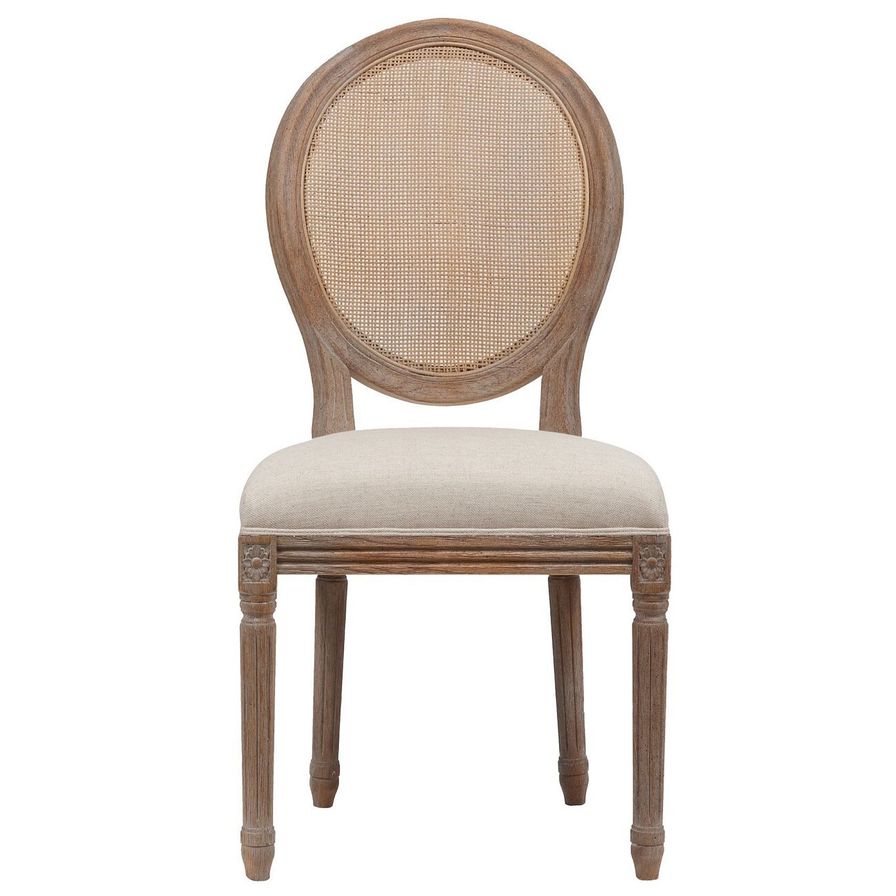 Стул обеденный с медальонной спинкой кремовый лен Vintage French Round Cane Back - изображение 5