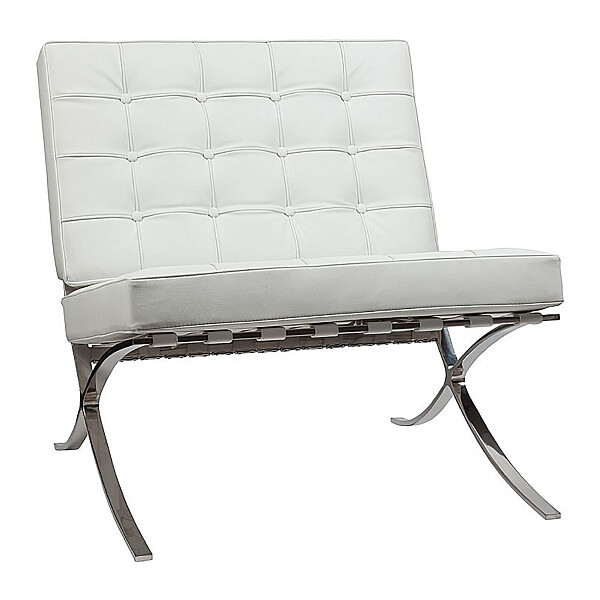 Кресло дизайнерское белая экокожа со стежкой Barcelona Chair - изображение 1