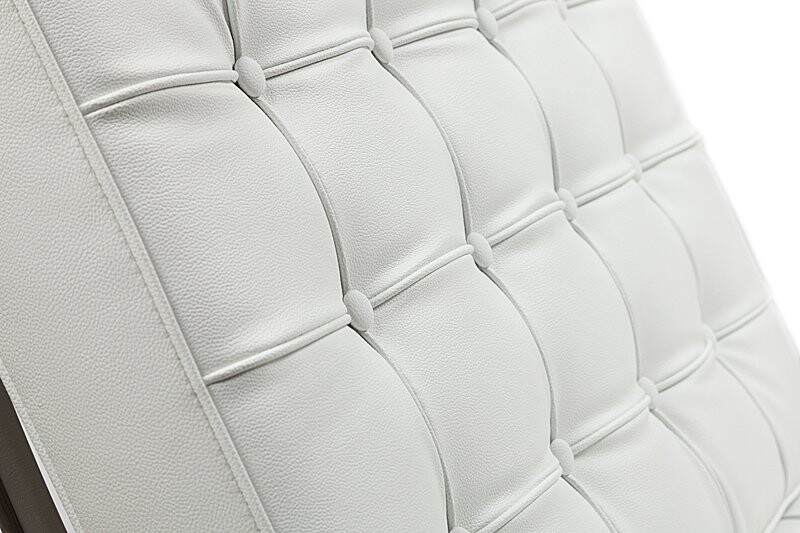 Кресло дизайнерское белая экокожа со стежкой Barcelona Chair - изображение 4