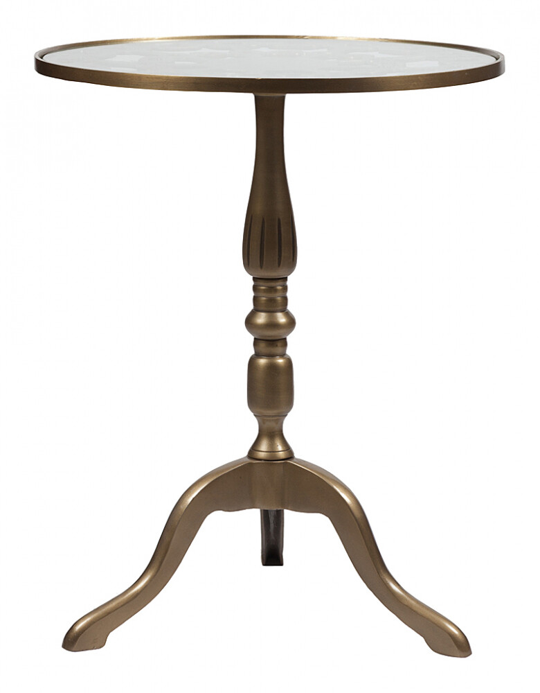 Приставной столик круглый серый с фигурной ножкой Marchesa