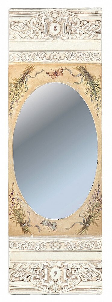Зеркало узкое овальное с росписью и резьбой "Романия"