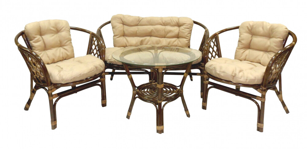 Мебель садовая мягкая коричневая, столик и кресла на 4 персоны Coffee Talk -1