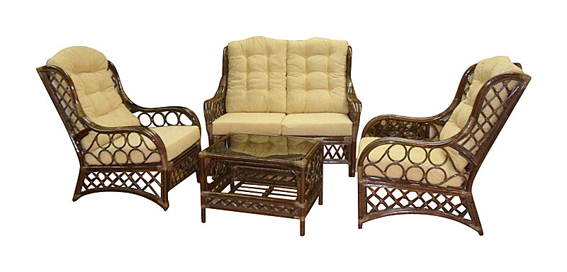 Мебель садовая мягкая коричневая, столик и кресла на 4 персоны Stay At Home