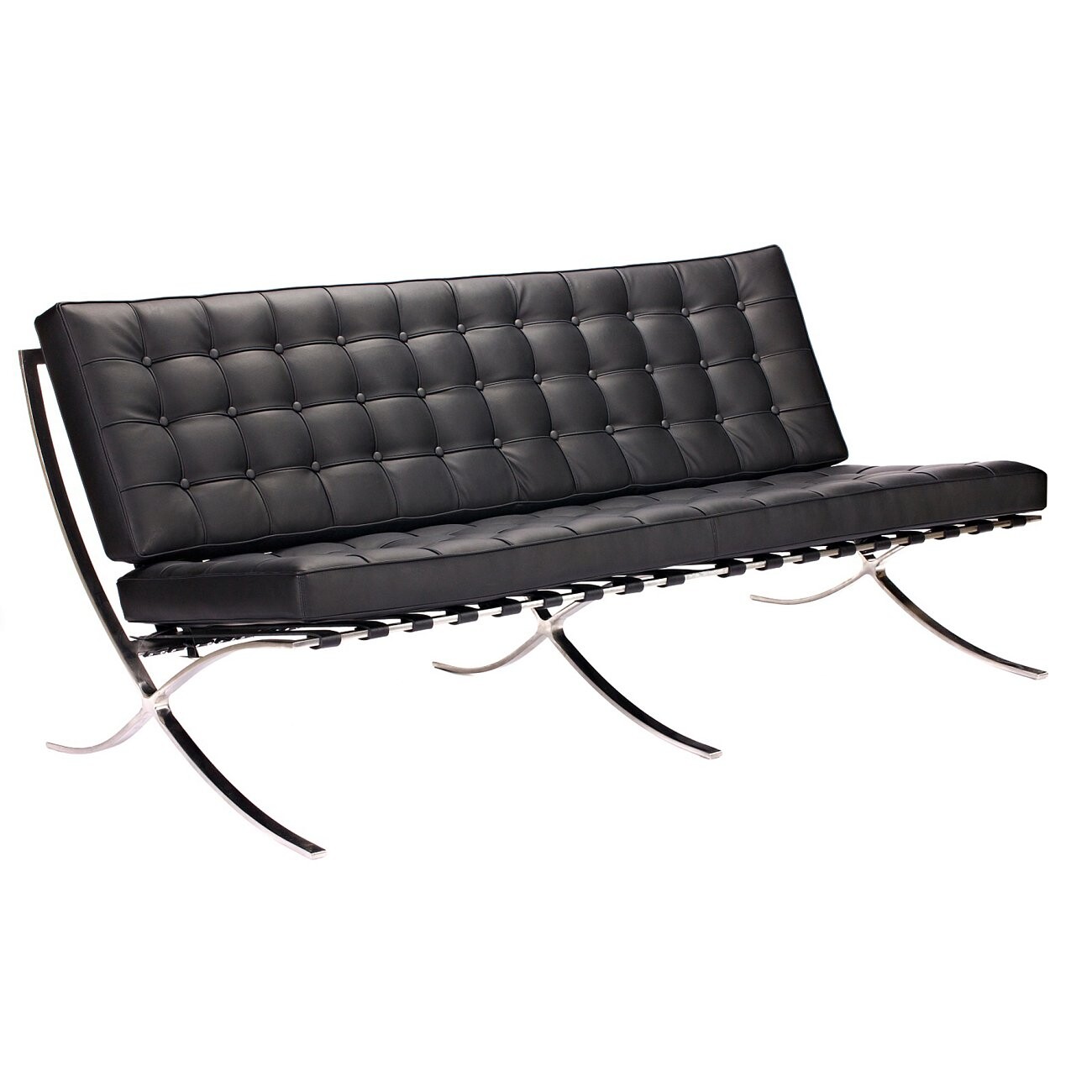 Диван трехместный прямой черный со стежкой Barcelona - изображение 2