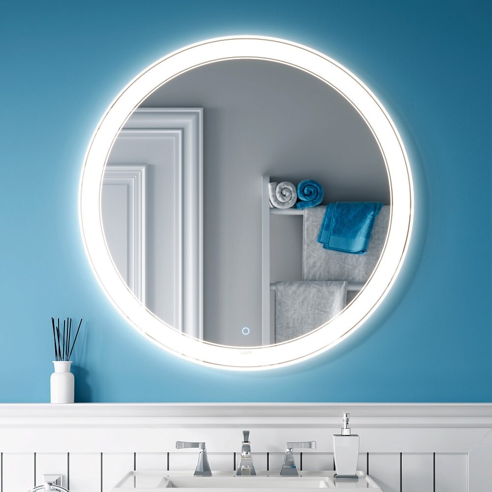Зеркало в ванную с подсветкой круглое белое 80х80 см Solis -  за .
