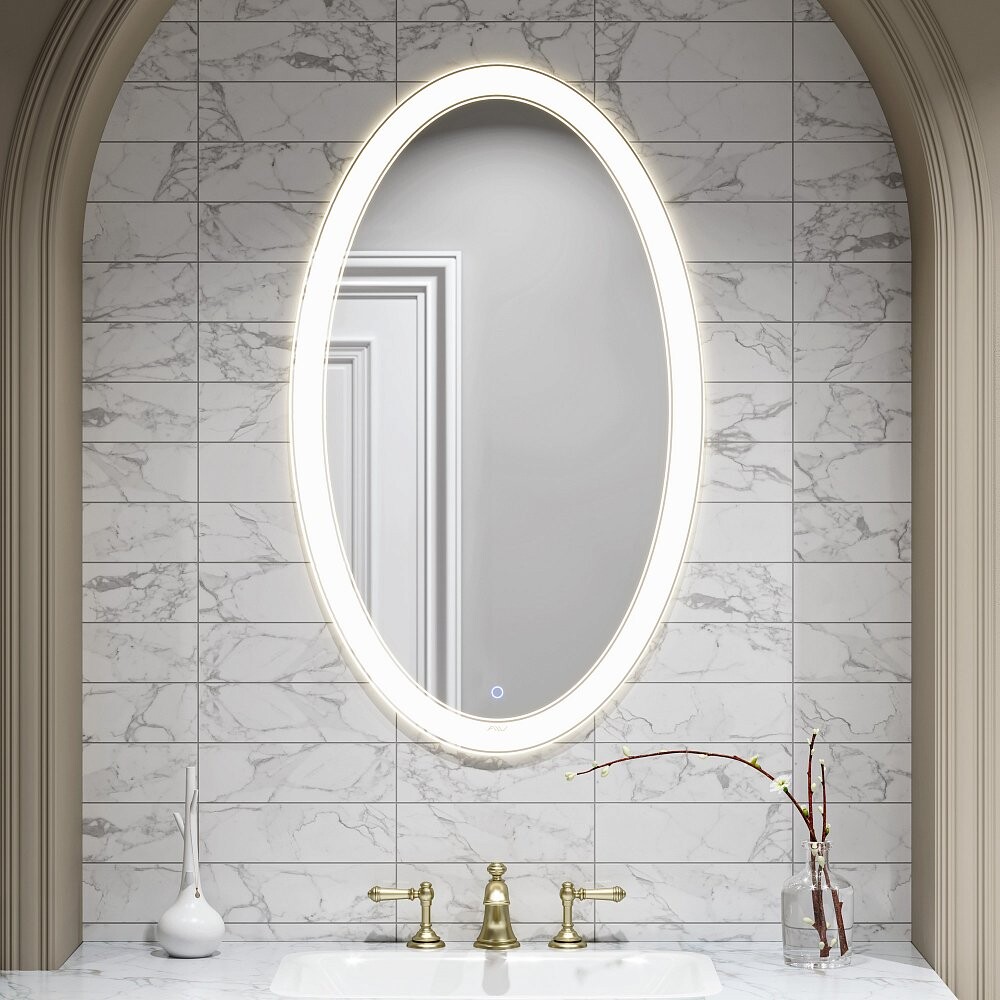 Зеркало в ванную с подсветкой овальное белое 60х100 см Rodeo -  .