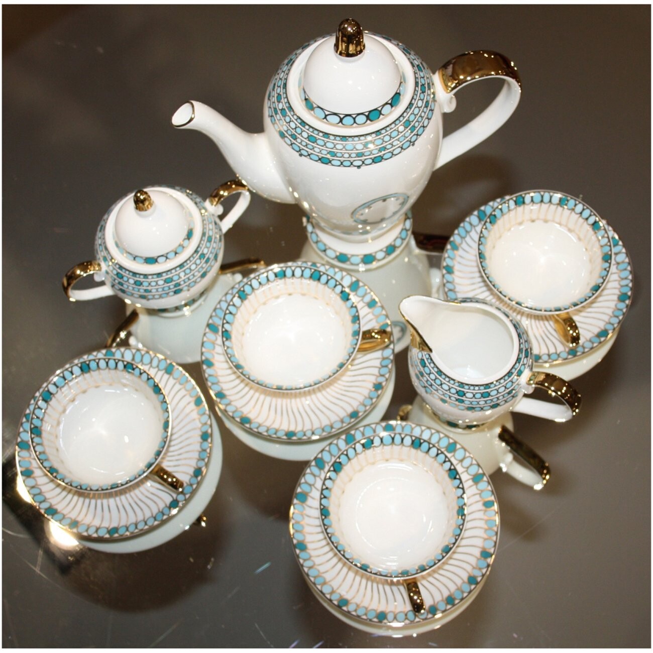 Чайный сервиз 11 предметов Burisa, белый, голубой - изображение 2