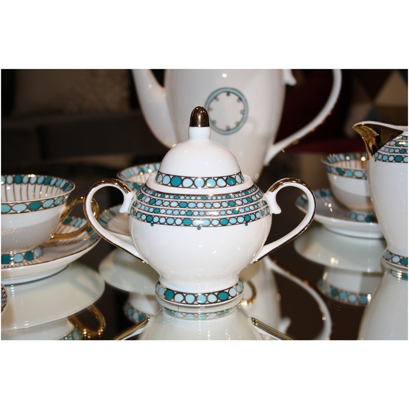Чайный сервиз 11 предметов Burisa, белый, голубой - изображение 6