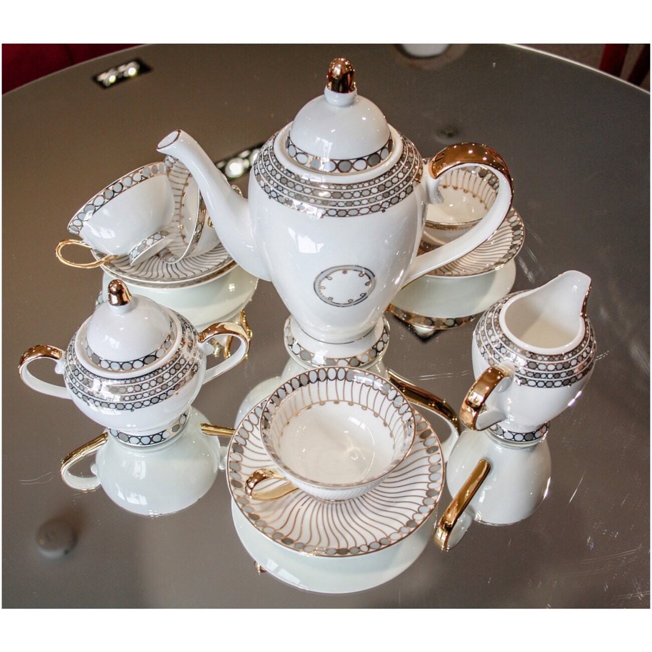 Чайный сервиз 11 предметов Burisa, белый, серый - изображение 3