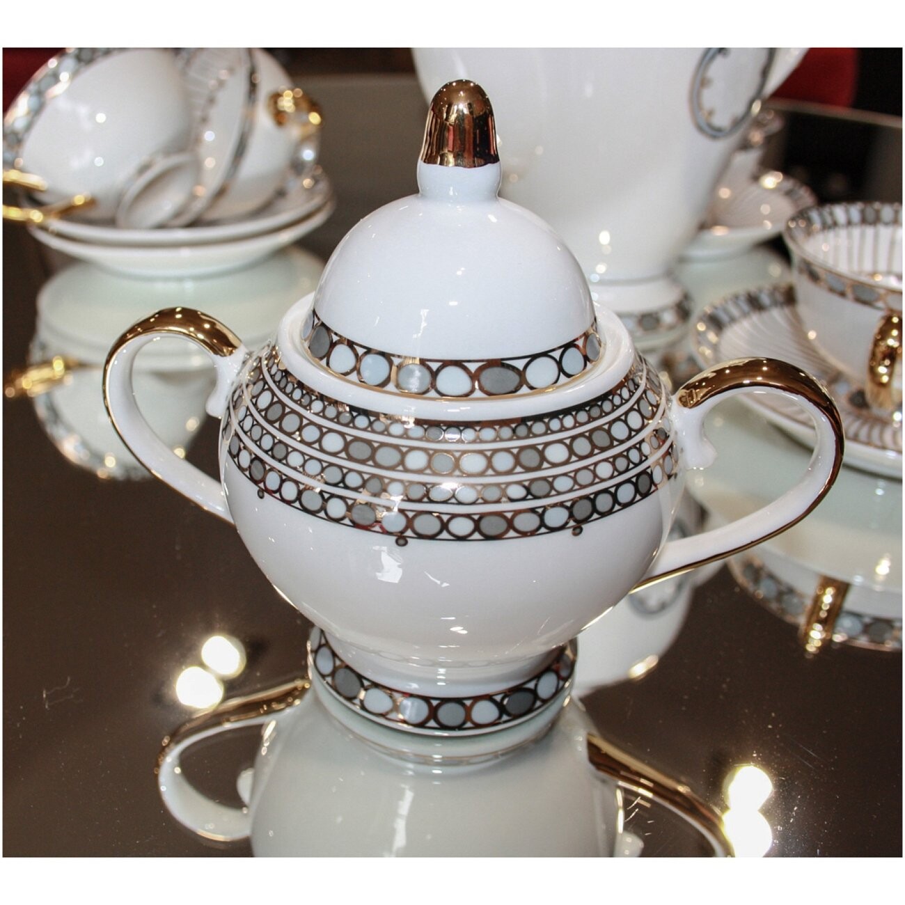 Чайный сервиз 11 предметов Burisa, белый, серый - изображение 4