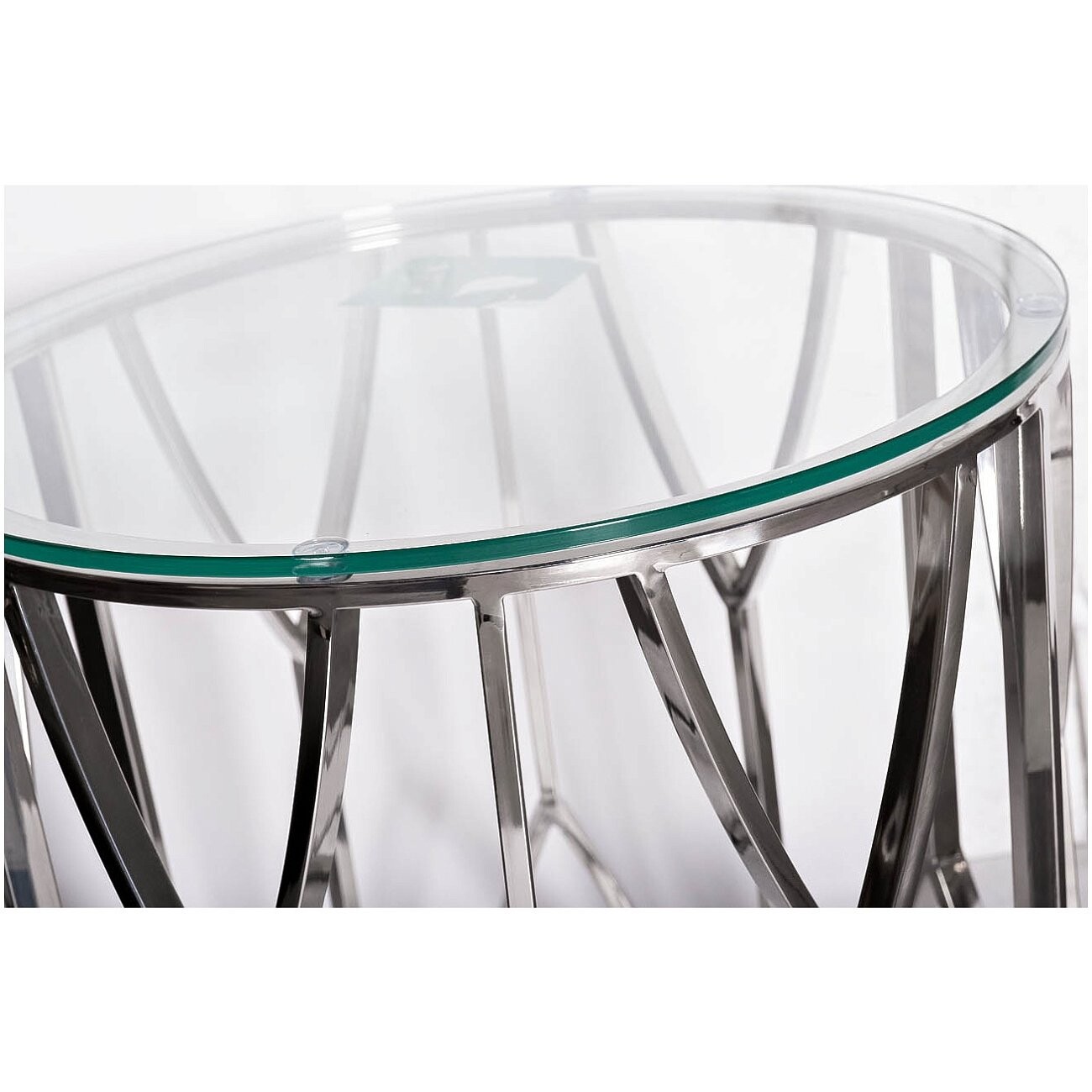 Приставной столик стеклянный круглый с основой хром DR - изображение 2