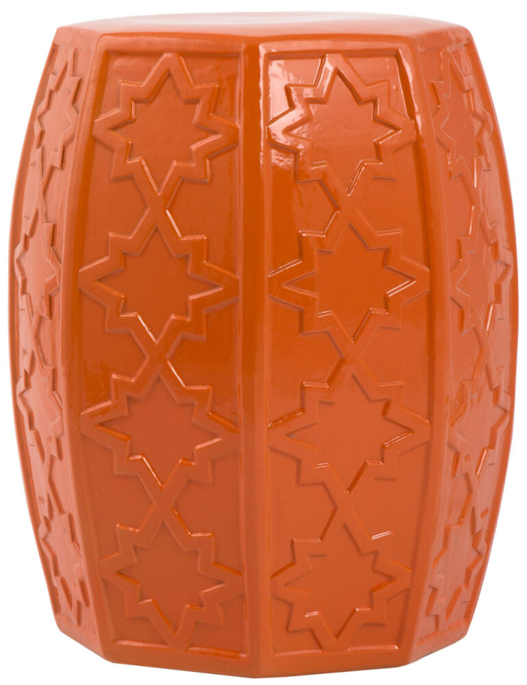 Табурет круглый керамический оранжевый с узором Garden Stool