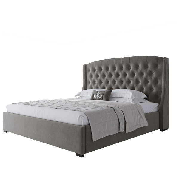 Кровать двуспальная 180х200 без гвоздиков голубая из велюра Hugo МР - изображение 1