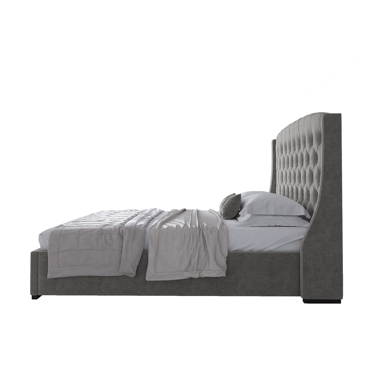 Кровать двуспальная 180х200 без гвоздиков голубая из велюра Hugo МР - изображение 3