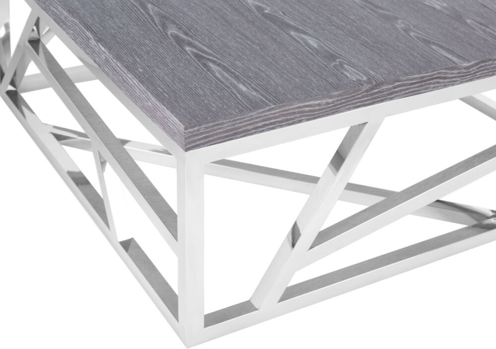 Журнальный столик квадратный серый с фигурным  основанием хром Geometric - изображение 3