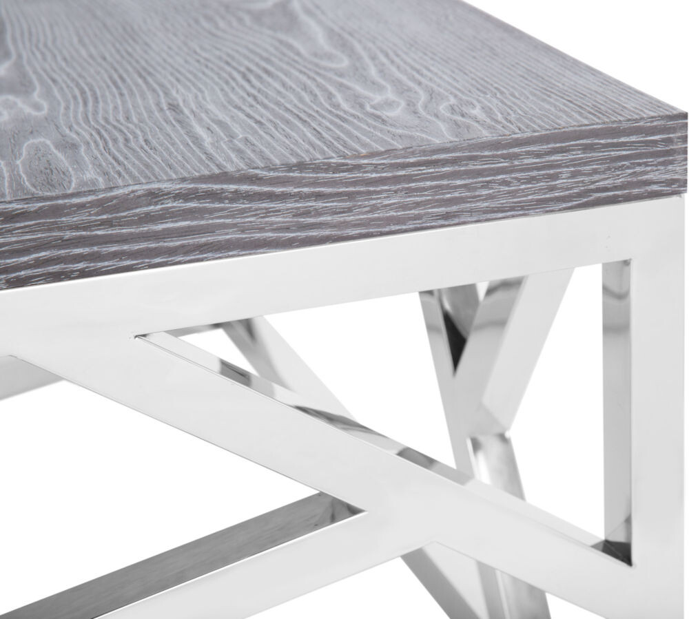 Журнальный столик квадратный серый с фигурным  основанием хром Geometric - изображение 4