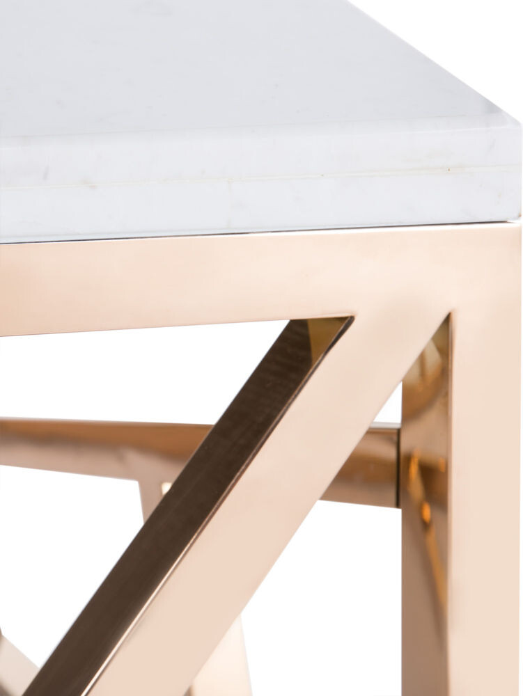 Журнальный столик квадратный с белым топом и золотым резным основанием 100 см HF13176