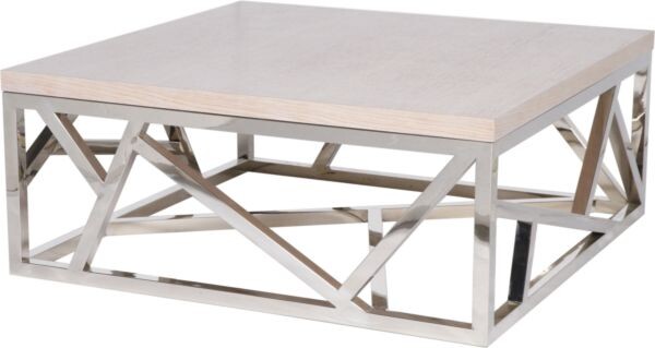 Журнальный столик белый с основанием хром 100 см Geometric