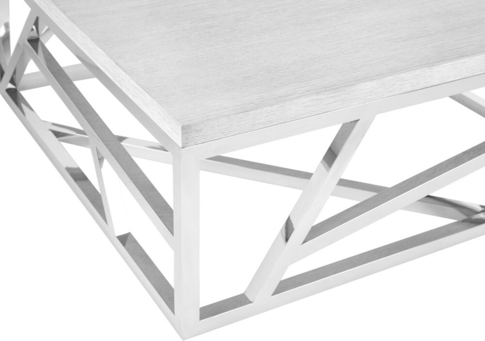 Журнальный столик белый с основанием хром 100 см Geometric