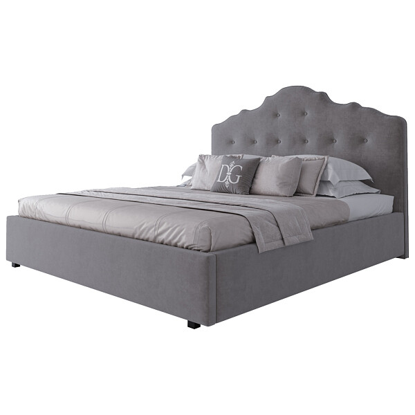 Кровать двуспальная с мягким изголовьем 180х200 серая Palace Р - изображение 1