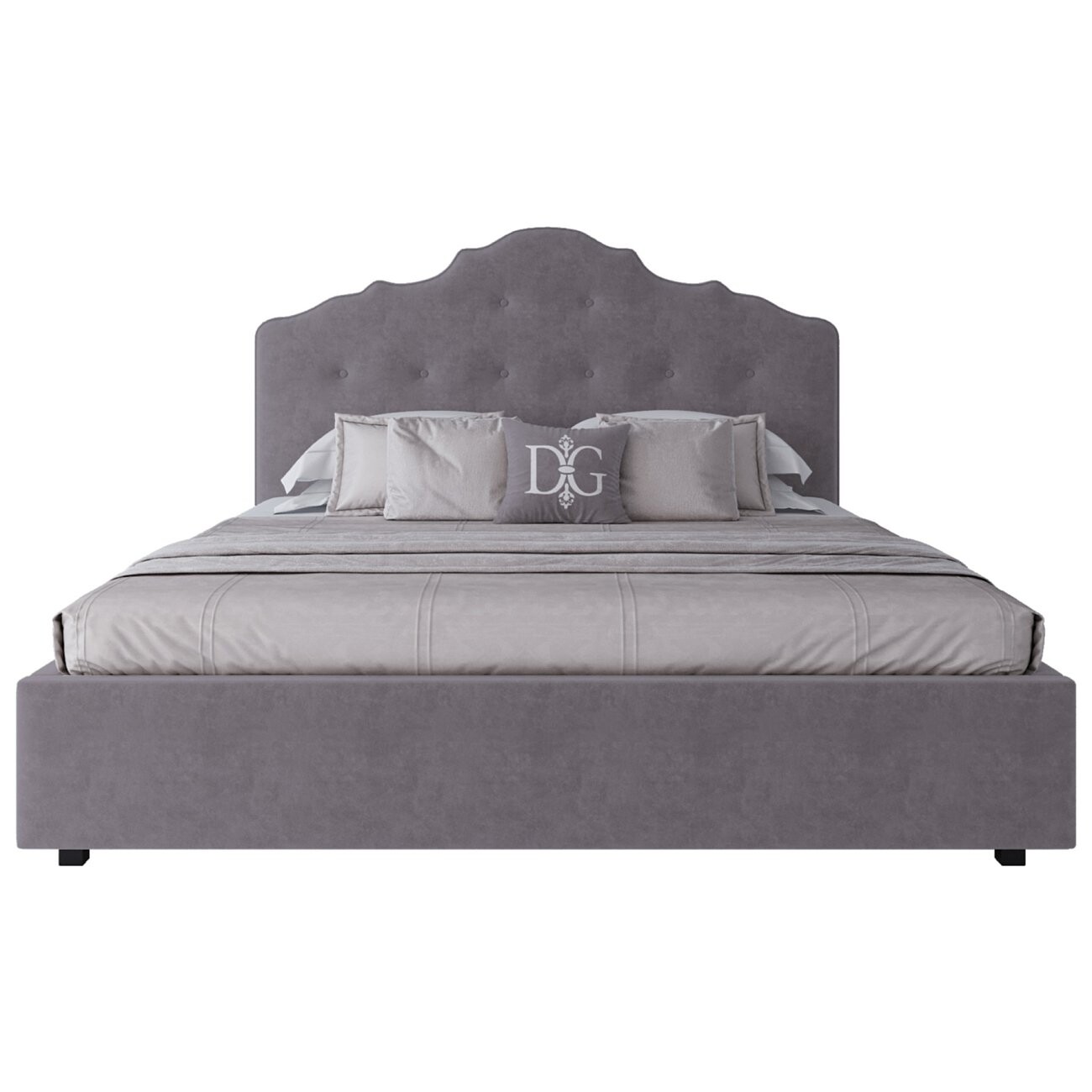 Кровать двуспальная с мягким изголовьем 180х200 серая Palace Р - изображение 2