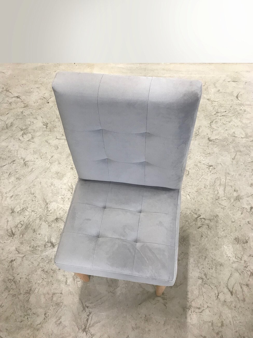 Стул обеденный с прямой спинкой серо-голубой велюр Rino - изображение 4