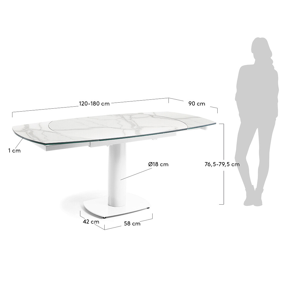 Стол раздвижной forma 120 White/White (белый/стекло белый глянец)