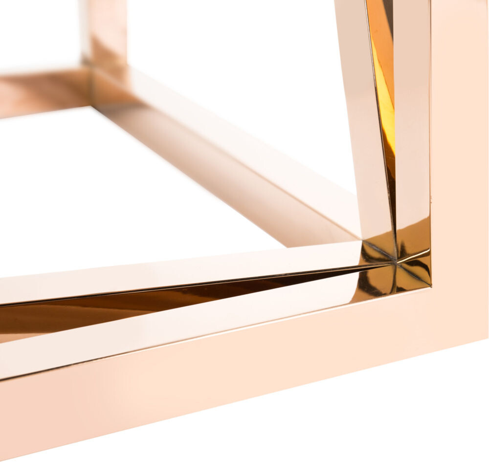 Консоль металлическая золото со светло-коричневой столешницей Geometric