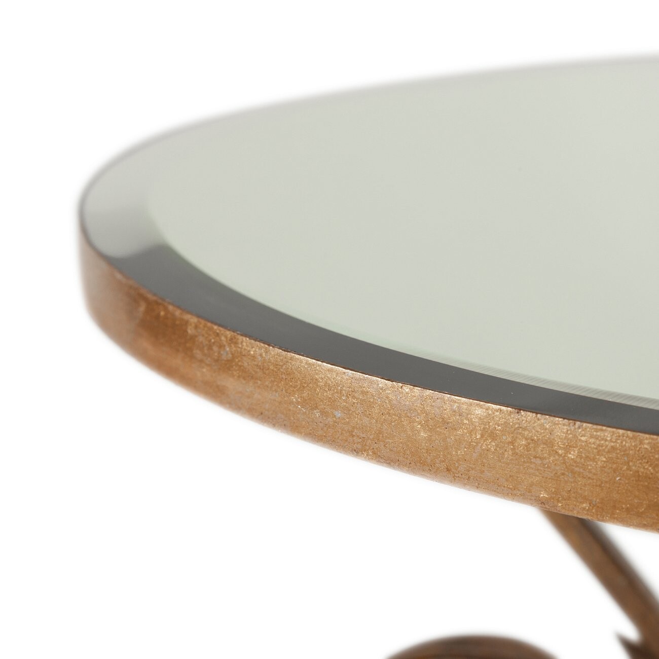 Кофейный столик круглый зеркальный с фигурной бронзовой ножкой Perugia - изображение 2