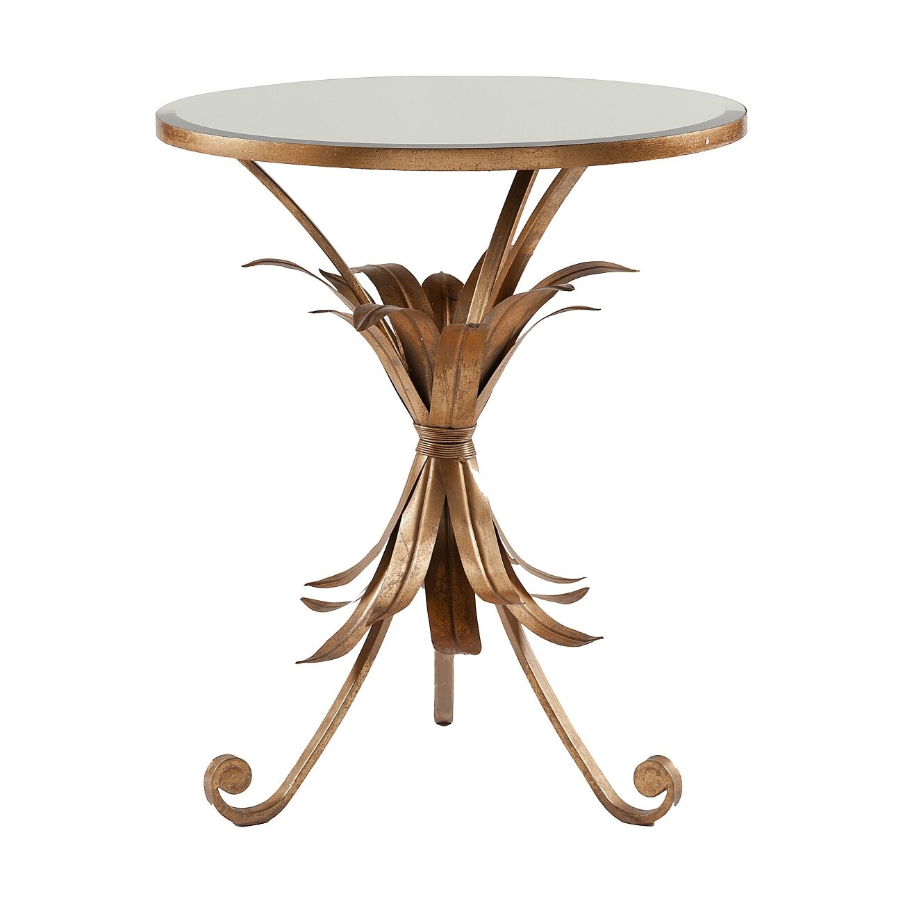 Кофейный столик круглый зеркальный с фигурной бронзовой ножкой Perugia - изображение 3