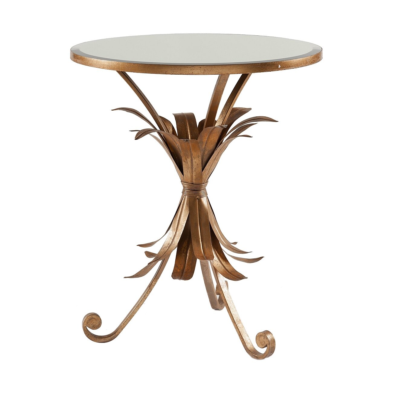 Кофейный столик круглый зеркальный с фигурной бронзовой ножкой Perugia - изображение 4